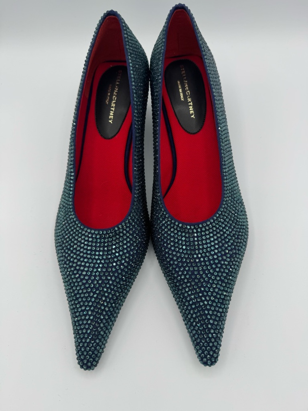 Stella McCartney Teal Crystal-Embellished Pointed Flats, Euro size 39,never worn
